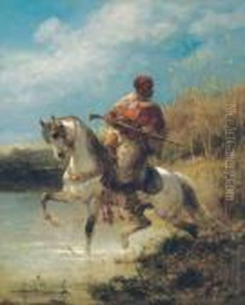 Arab Horseman Oil Painting by Adolf Schreyer