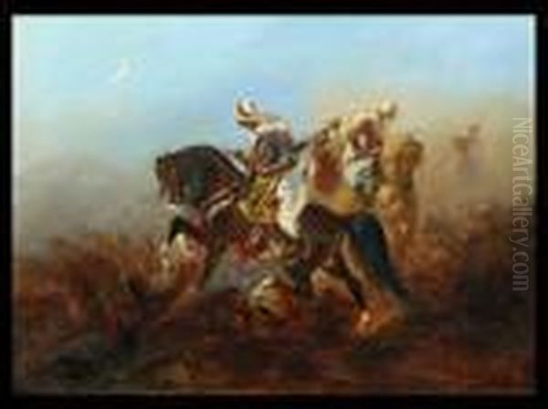 Bewaffnete Reiter
Im Gelande Oil Painting by Adolf Schreyer