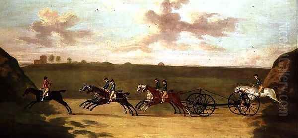 The Carriage Match at Newmarket, Against Time, 29th August 1750 Oil Painting by Francis Sartorius