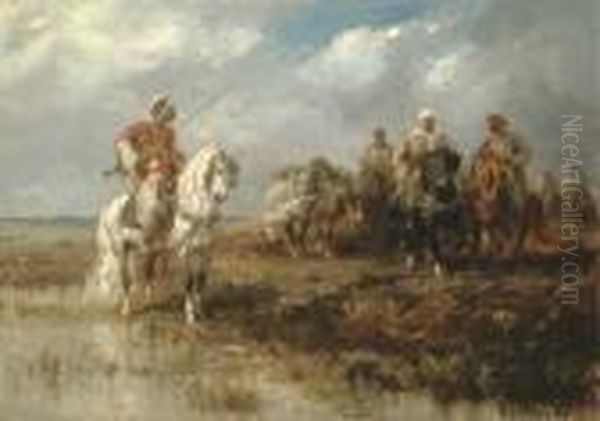 Oriental Horseman Oil Painting by Adolf Schreyer