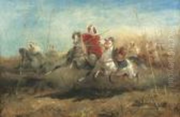 The Chase Oil Painting by Adolf Schreyer