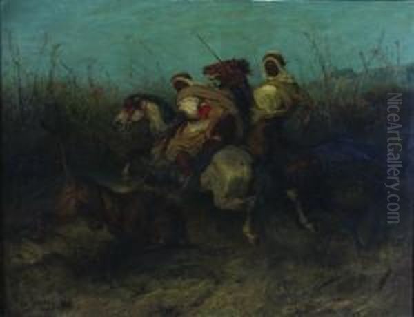 Lion Hunt Oil Painting by Adolf Schreyer