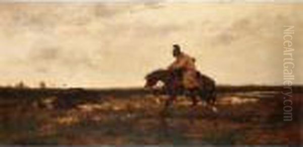 The Lonely Rider Oil Painting by Adolf Schreyer