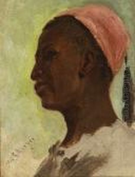 Afrikaner Mit Fez. Oil Painting by Adolf Schreyer