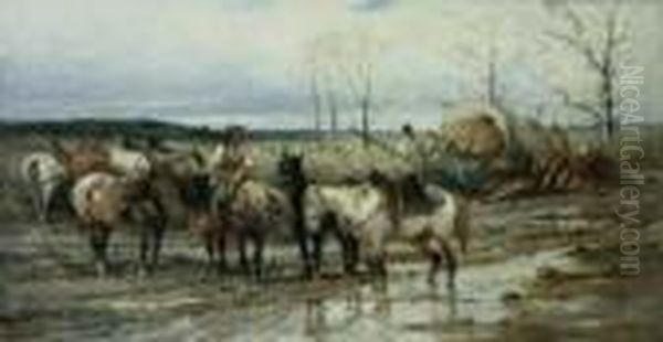 Signiert Unten Rechts: Ad. Schreyer. Oil Painting by Adolf Schreyer