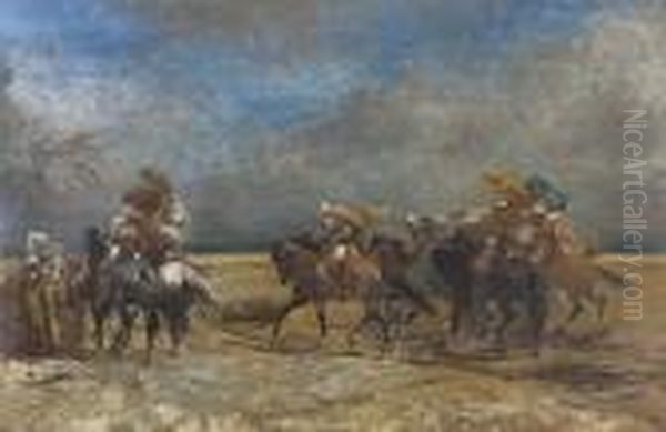 Reitende Beduinen. Oil Painting by Adolf Schreyer