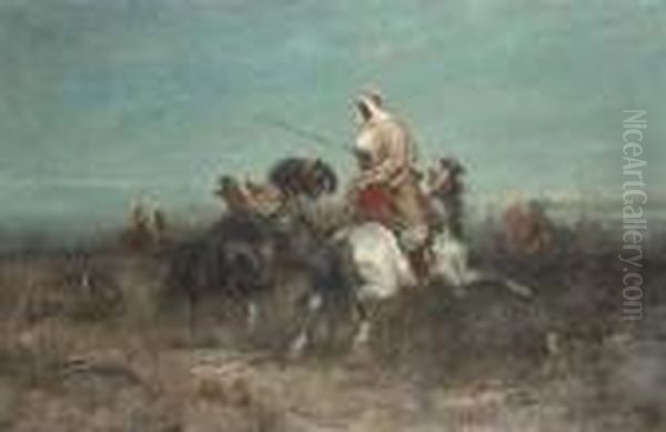 The Retreat Oil Painting by Adolf Schreyer