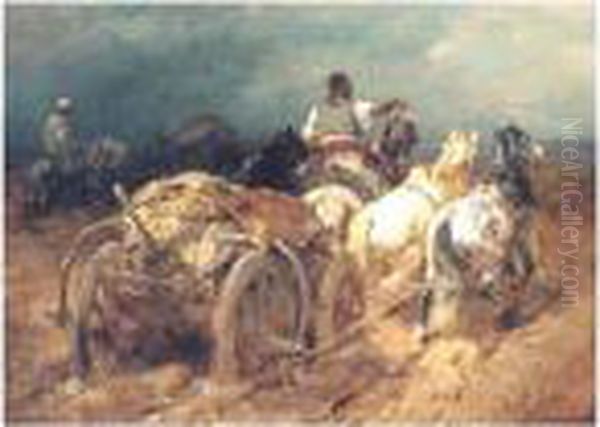 Plowing Oil Painting by Adolf Schreyer