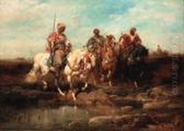 The Advancing Guard Oil Painting by Adolf Schreyer