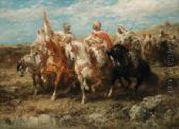 The Arab Horsemen Oil Painting by Adolf Schreyer