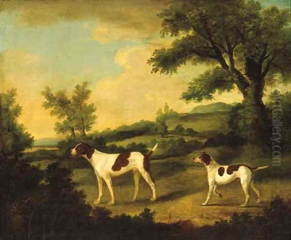 Two Pointers in a landscape Oil Painting by Francis Sartorius