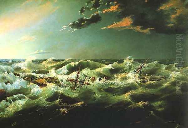 Admelia Wrecked, Cape Banks, 6th August 1859 Oil Painting by James Shaw