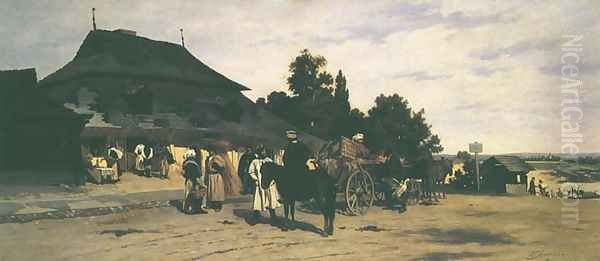 In front of the Cracovian inn Oil Painting by Wladyslaw Szerner