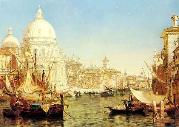 A Venetian Canal Scene with the Santa Maria della Salute Oil Painting by Henry Courtney Selous