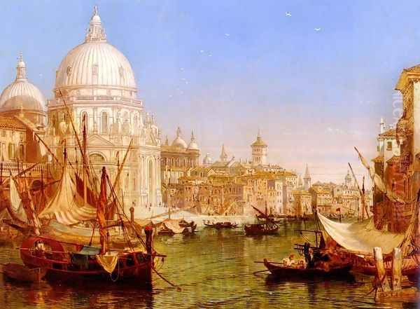 A View Along The Grand Canal With Santa Maria Della Salute Oil Painting by Henry Courtney Selous