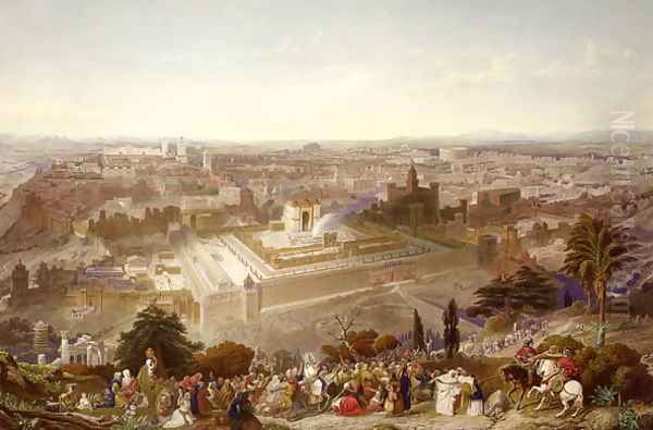 Jerusalem in her Grandeur, engraved by Charles Mottram 1807-76 1860 Oil Painting by Henry Courtney Selous