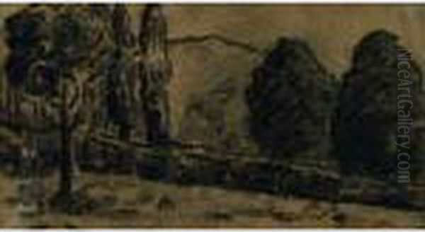 La Colline Dessin Au Crayon Et 
Lavis Sur Papier Calque 11 X 20.50 Cm Commentaire : Un Certificat De 
Monsieur Porro, Du 21 Octobre 1991, Sera Remis A L Acquereur Oil Painting by Claude Emile Schuffenecker