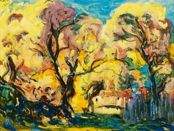 Paysage Aux Arbres Jaunes Oil Painting by Claude Emile Schuffenecker