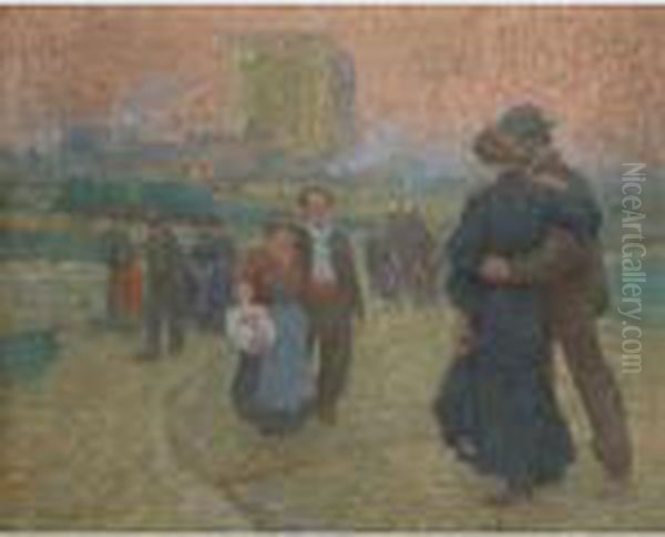 Promenade Du Soir, Les Deux Mondes Oil Painting by Claude Emile Schuffenecker