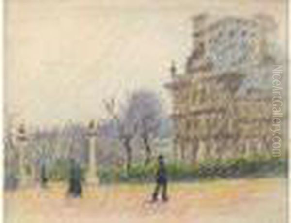 Le Louvre Aux Tuileries, Vers 1884-1889 Oil Painting by Claude Emile Schuffenecker