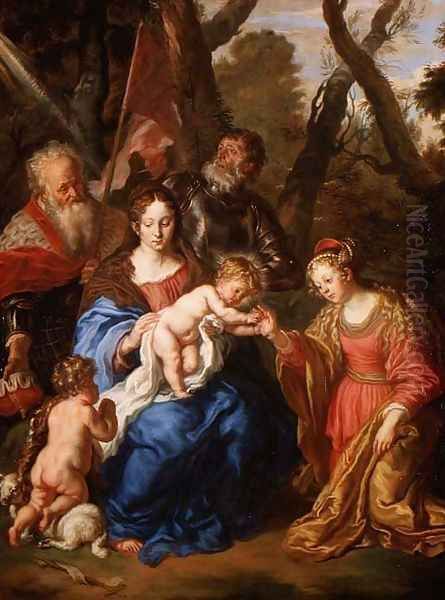 The Mystic Marriage of St. Catherine, with St. Leopold and St. William, 1647 Oil Painting by Joachim von, I Sandrart