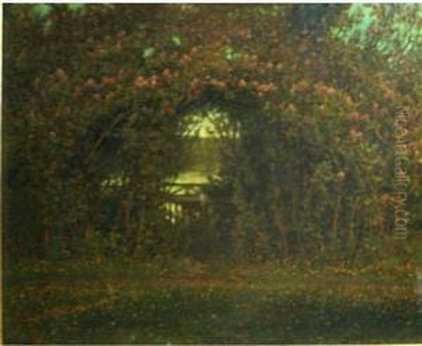 Garden Arch In Bloom Oil Painting by Anshelm Schultzberg