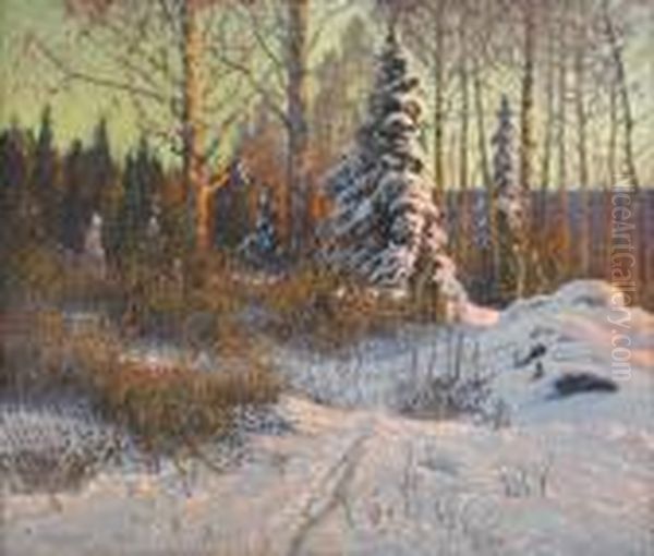 Vinterlandskap Oil Painting by Anshelm Schultzberg