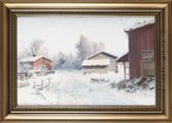 Snoklatt Landskap Oil Painting by Anshelm Schultzberg