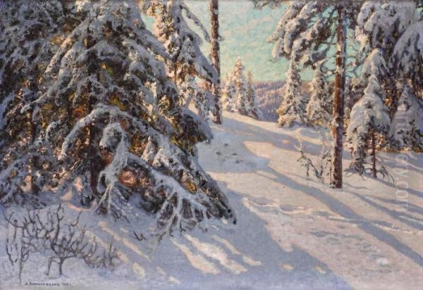 Sol I Skogen Oil Painting by Anshelm Schultzberg