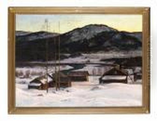 Stugor I Alvdalen Oil Painting by Anshelm Schultzberg