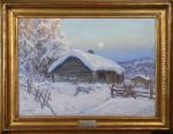 Vinterskymning Vid En Fabod Oil Painting by Anshelm Schultzberg