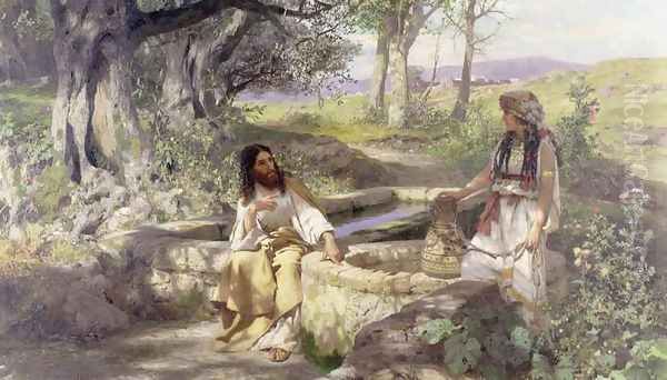 Christ and the Woman of Samaria, 1890 Oil Painting by Henryk Siemieradzki