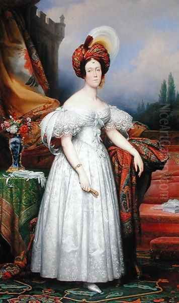 Adele de Guerneval dEsquebecq, Marquise de Bethisy, 1835 Oil Painting by Charles Auguste Steuben