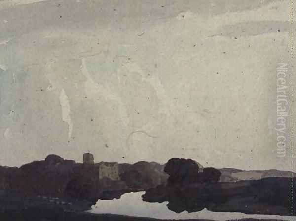 Odell Castle on the Ouse Oil Painting by Thurston Laidlaw Shoosmith