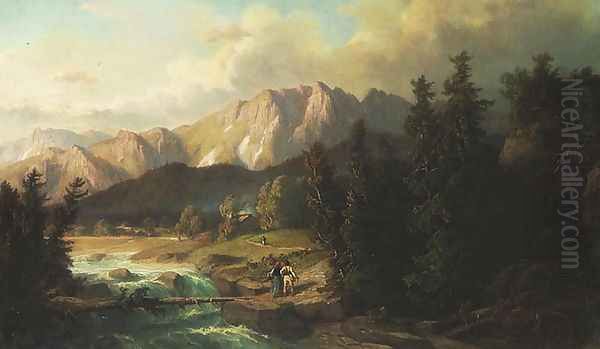 View of Tatra Mountains Oil Painting by Alfred Schouppe