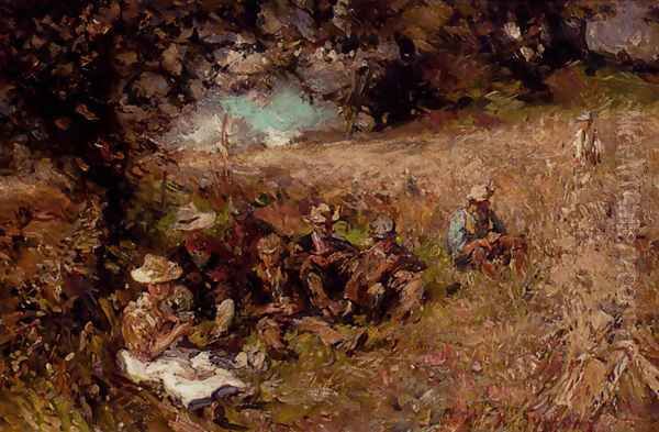 A Break From Labour Oil Painting by William Christian Symons