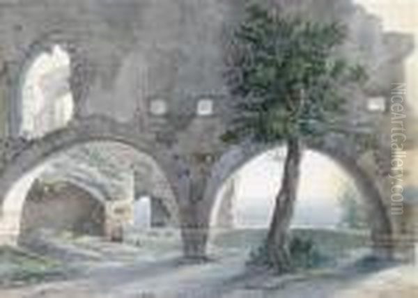 Blick Auf Eine Landschaft Am Rhein Oil Painting by Christian Georg Schuttz II