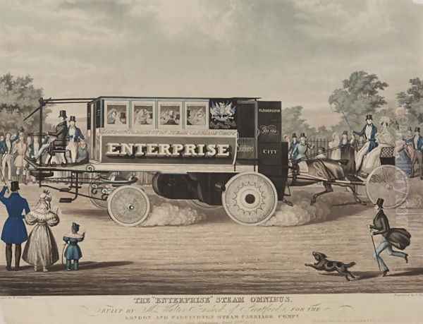 The Enterprise Steam Omnibus, built by Mr. Walter Hancock of Stratford, for the London and Paddington Steam Carriage Company, engraved by C. Hunt, 1833 Oil Painting by W. Summers