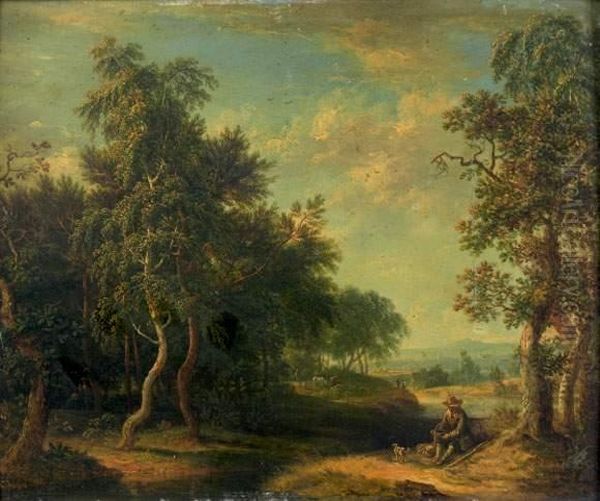 Paysage Au Berger Oil Painting by Christian Georg Schuttz II