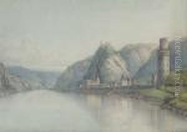 Ansicht Von Oberwesel Oil Painting by Christian Georg Schuttz II