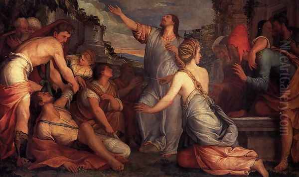 The Raising of Lazarus 1540-45 Oil Painting by Giuseppe Salviati