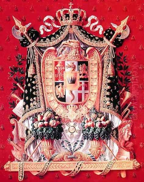 Coat of Arms of Italy, design for a tapestry, 1808 Oil Painting by Saint-Ange-Desmaisons, Louis