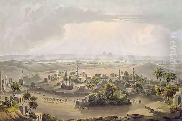 The Pyramids at Cairo, engraved by Daniel Havell 1785-1826 1809 Oil Painting by Henry Salt