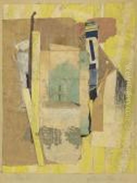 Yellow-blue-red Oil Painting by Kurt Schwitters