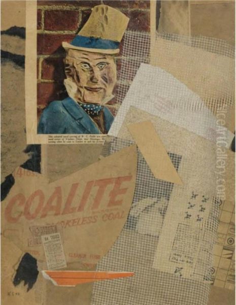 Ohne Titel, W. C. Fields (untitled, W. C. Fields) Oil Painting by Kurt Schwitters