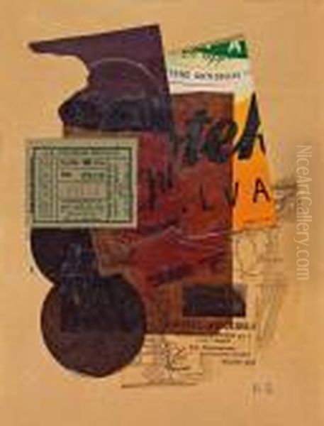 Ohne Titel - Kvitto 10 Ore Oil Painting by Kurt Schwitters