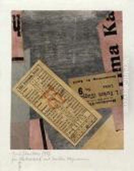 Merzzeichnung 1927. Oil Painting by Kurt Schwitters