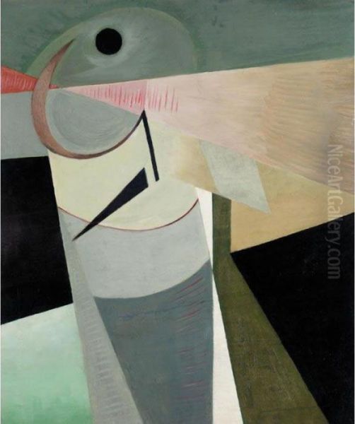 Ohne Titel (bild Mit Kreis Und Sichel) - Untitled (picture With Circle And Crescent) Oil Painting by Kurt Schwitters