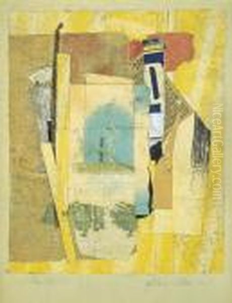 Yellow-blue-red Oil Painting by Kurt Schwitters