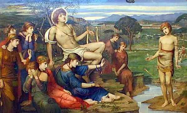 Apollo and Marsyos Oil Painting by John Melhuish Strudwick